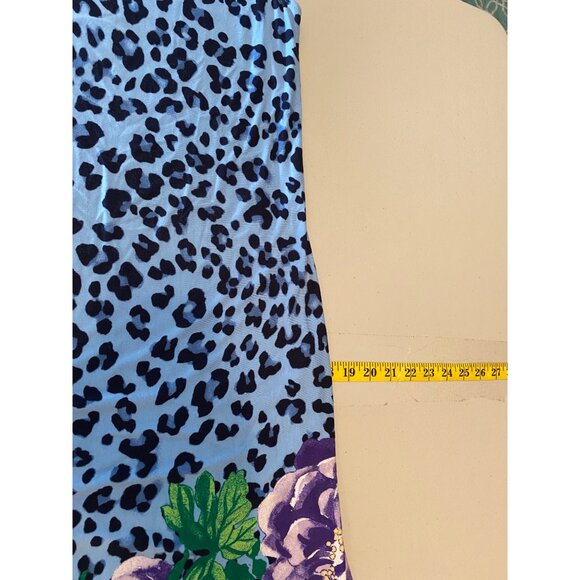 Chicos Sleeveless Dress Blue Animal Print Floral Hem Small - Picture 9 of 10